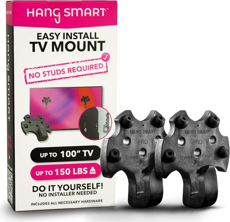 Hang Smart TV HangSmart TV® Wall Mount NO Stud - Original & Patented Easy Install, DIY for 19-100" TVs, Holds Up to 150LBS, Fits Most LED LCD Flat Screens & Monitors, Includes Hardware - Image 1